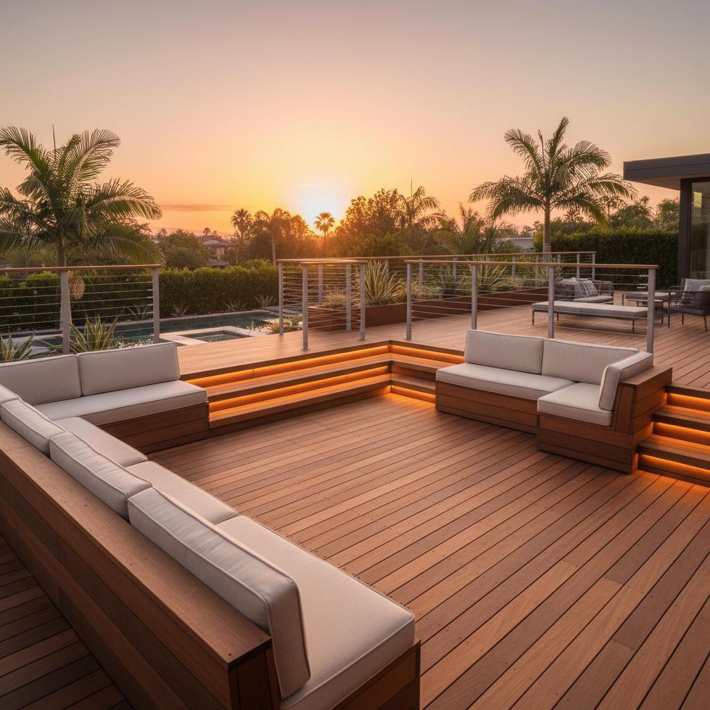 Custom deck by Diamond Deck Builders in Los Angeles County